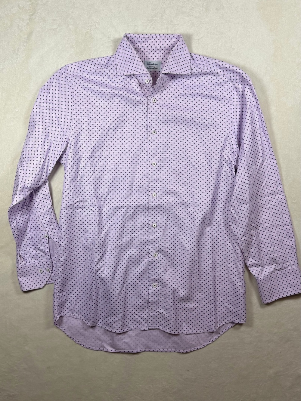 Men's Stenstroms 16 41 Lavender Dot Dress Shirt Super Lux Made in Italy